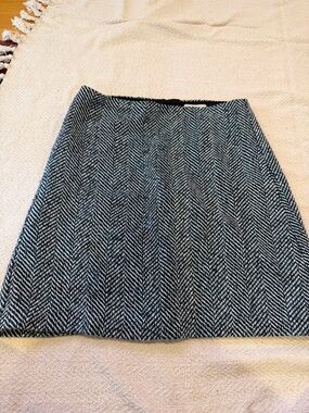 LOFT outlet Black and White Herringbone A-Line Skirt